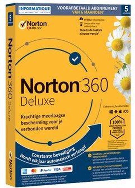 Norton 360 Deluxe - 5 Apparaten - 6 maanden - Antivirus