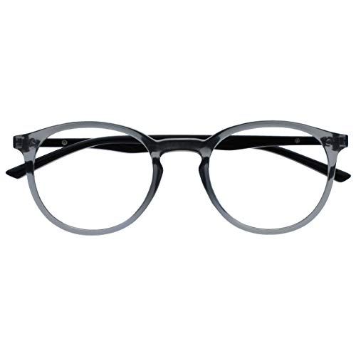 Opulize Blue Light Blocking Reading Glasses Computer Gaming Grey Black Men Women Spring Hinges +3.50