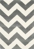 Safavieh Chatham Collectie CHT715 Vloerkleed, Hand Getuft, Wol, Donkergrijs & Ivoor, 91 x 152 cm