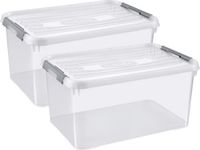 Curver Handy+ Opbergbox - 50L - 2 stuks - Transparant met deksel