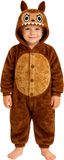 FIESTAS GUIRCA Lulu Monsterkostuum voor kinderen (5-6 jaar/123 cm), pyjama met capuchon, dierenkostuums voor carnaval, kostuumfeesten, verjaardagen en Halloween, uniseks, bruin