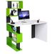 BAKAJI Bureau met dubbele boekenkast, 7 planken, werktafel, pc-deur, computerstructuur en plaat van MDF-hout, decoratie, thuiskantoor, kinderkamer, modern design, 120 x 60 x 148 cm (groen)