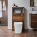Hudson Reed Hoxton WC-Ombouw 60cm met LED-Verlichting Donker Eiken - Elements Wit (Chalk) Toilet - Inbouw Reservoir met Chromen Spoelknop