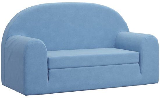 vidaXL Kinderslaapbank 2-zits zacht pluche blauw