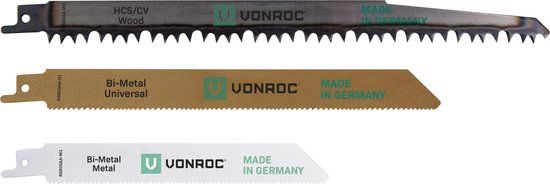 VONROC Reciprozaagbladen Set – universeel - 3 stuks – hout en metaal