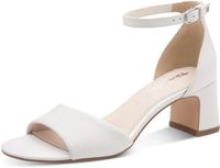 Tamaris Dames Sandalen Platte Sandalen Sleehak Leer Wit Maat 41