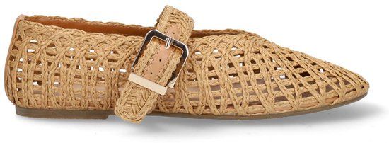 Manfield Dames Beige Raffia Ballerina's Maat 37