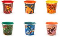 Excelsa Set van 6 Koffiekopjes – Aboriginal | Keramiek | 9 cl | Vaatwasserbestendig | Magnetronbestendig | Etnisch Design