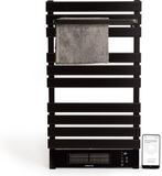 CREATE - Elektrisch verwarmd handdoekenrek met WiFi 500/1500W - Zwart - Met legbord 3 spijlen - WARM TOWEL PRO