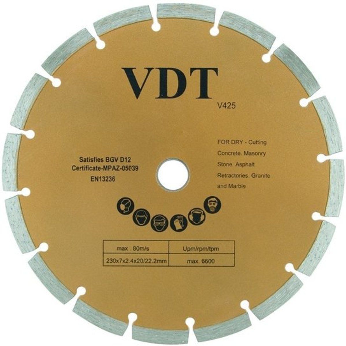 VDT Diamantschijf, Slijpschijf 230 mm (gesegmenteerd)