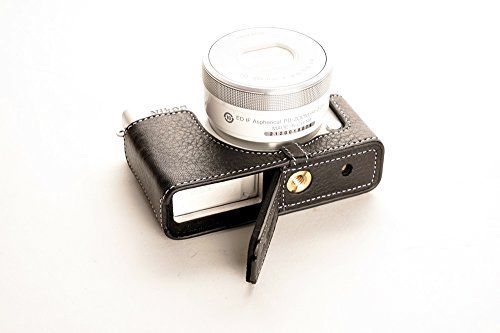 TP Handgemaakte Echt Lederen Half Camera Case Tas Cover Voor Nikon J4 - Zwart - Onderkant Opening Versie