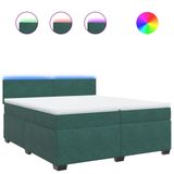 vidaXL Boxspring met matras fluweel donkergroen 200x200 cm