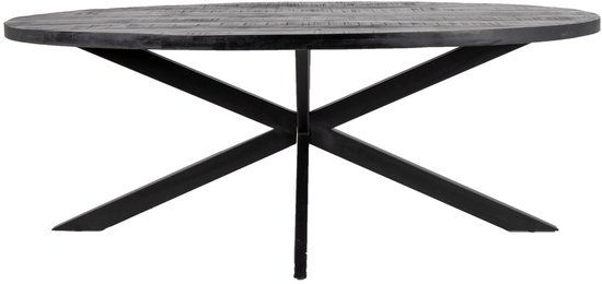 Giga Meubel Eettafel Mansour - Zwart Mangohout - 200x100x76cm