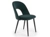 Chaise moderne en velours de polyester vert foncé avec pieds en acier