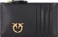 PINKO Leren Kaarthouder Airone Cardholder Black - Antique Gold Zwart