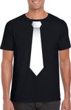 Bellatio Decorations Shoppartners Bv Zwart t-shirt met witte stropdas heren S