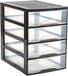 Plasticforte Ladekastje bureau organizer - 4x lades - zwart/transparant - L26 x B35 x H36 cm - kunststof