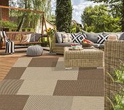 Mia's Teppiche Lara, modern outdoor tapijt, weerbestendig en uv-bestendig, voor balkon, terras en serre, plat geweven, bruin, 60 x 110 cm