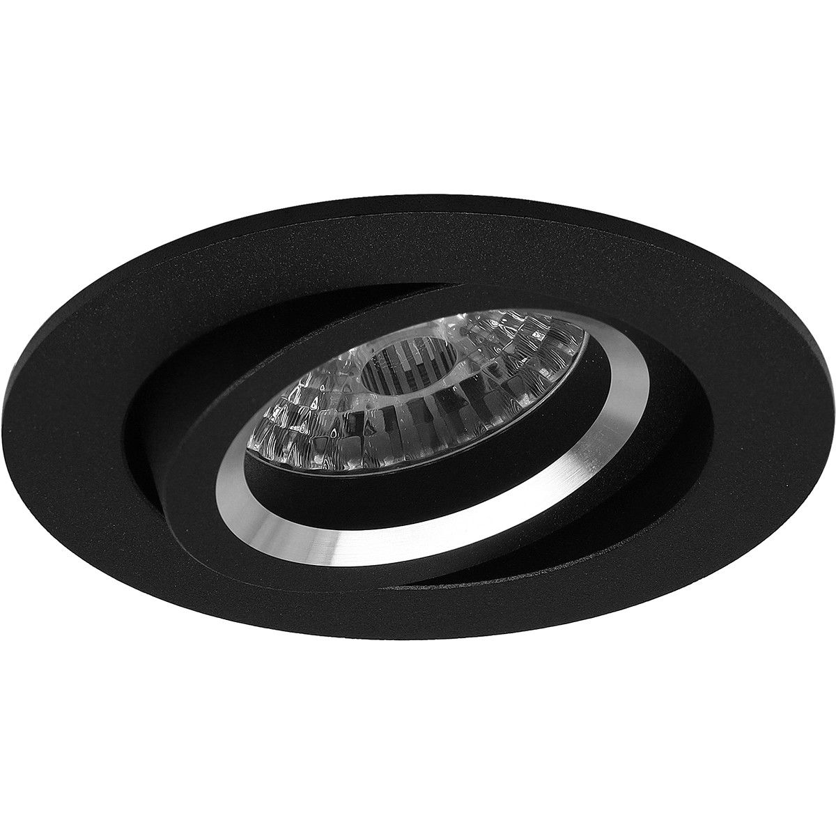 BES LED Spot Armatuur GU10 - Pragmi Aerony Pro - Inbouw Rond - Mat Zwart - Aluminium - Kantelbaar - Ø82mm
