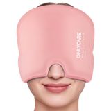 ONLYCARE Migraine masker, migraine, muts, migraine, reliëf, hoed, koelmasker, hoofdpijn, masker, koelkap, migraine, muts, koelpads, gel voor het verlichten van migraine (roze)