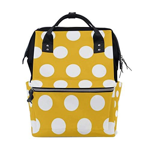 MONTOJ Canvas Rugzak - Witte Stippen Gele Achtergrond Patroon - Travel Campus - 2021 Model