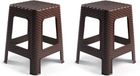 Plasticforte krukje - 2x - Rotan line - donkerbruin - kunststof - 28 x 28 x 45 cm