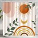 Ghroiep Midden-eeuw oranje esthetisch douchegordijn boho bladeren en zon patroon moderne minimalistische decoratie met 12 haken 183 x 183 cm