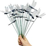Holland Connections Libellen ornamenten tuindecoratie voor buiten - 3D verwijderbare nep-libelle met stokken - Waterdicht en grappig - Grün - Set van 25