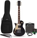 Gear4music New Jersey Select Left Handed Electric Guitar Black, 10W Guitar Amp & Accessory Pack