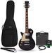 Gear4music New Jersey Select Left Handed Electric Guitar Black, 10W Guitar Amp & Accessory Pack