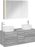 vidaXL Badkamermeubelset 4-delig Grijs Sonoma Bewerkt hout en glas