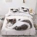 TRANKIELO® - Ensemble de literie 135x200 cm - Microfibre blanc avec motif chat - Taie d'oreiller incluse 80x80 cm