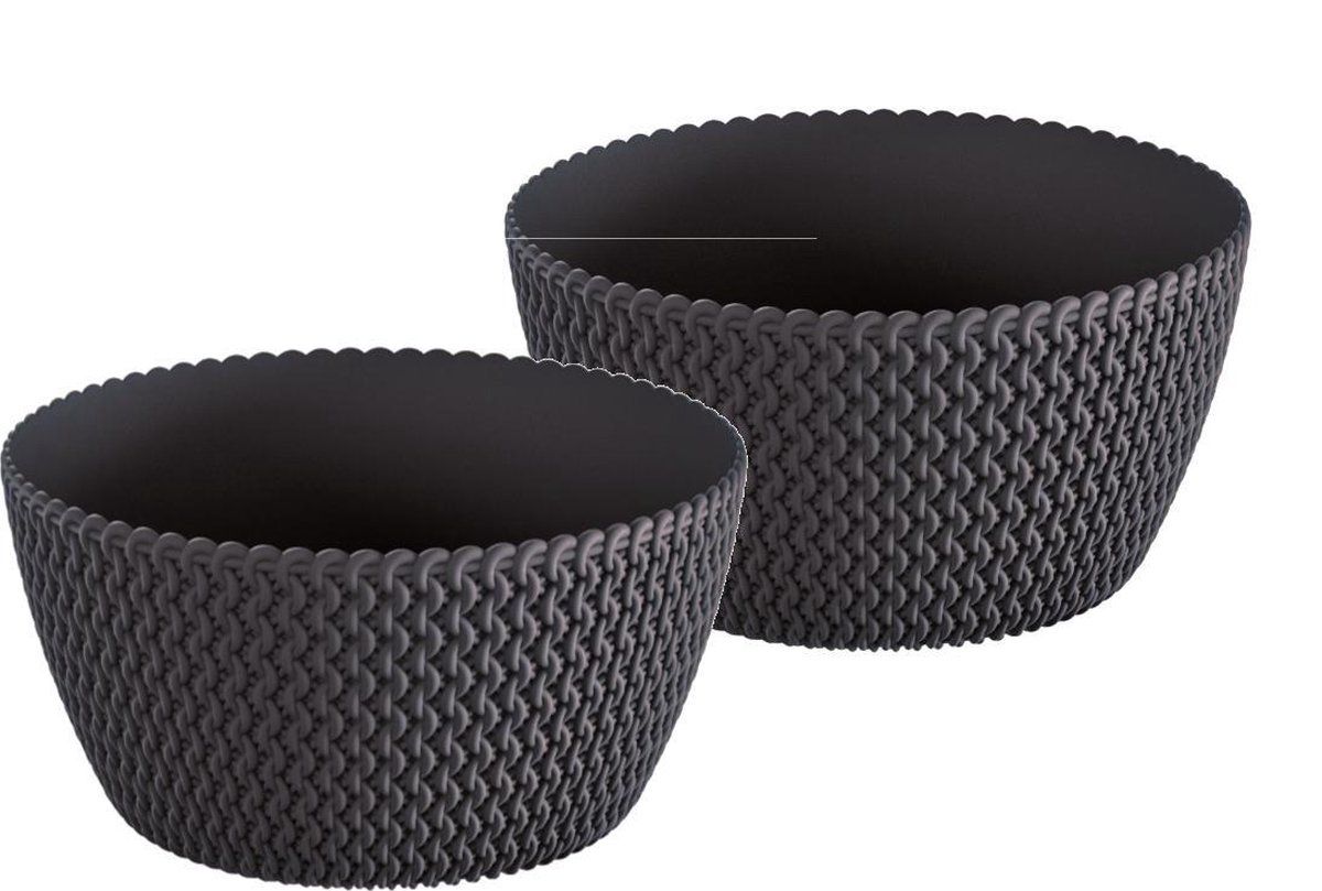 Prosperplast Splofy Low Coupe Bloempot - 24cm - Antraciet (2 stuks)