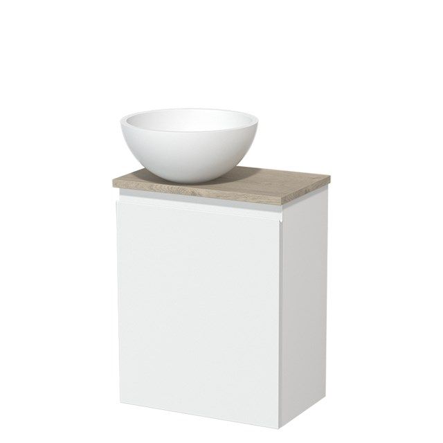 Maxaro Modulo Toiletmeubel 41 cm - Mat Wit - Lichtgrijs Eiken