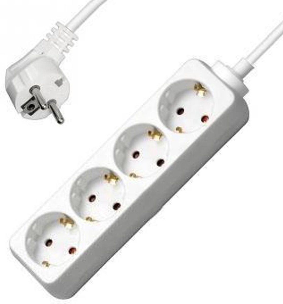 Allteq Stekkerdoos - 4-voudig - Wit - 15 meter