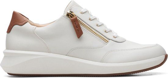 Clarks Un Rio Zip Wit Dames Sneakers Leer Maat 40