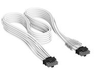 CORSAIR Elite Premium Individueel Omhulde PCIe 12V-2x6 naar PCIe 12V-2x6 600W PSU-Kabel – Drievoudige mesh paracord-omhulling, onopvallende kabelkammen, compatibel met 12V-2x6 PSU's – Wit