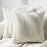 Topfinel kussenhoes 45x45 set van 2 crème corduroy gestreepte kussenhoezen