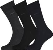 Hugo Boss BOSS regular socks (3-pack) - herensokken katoen - zwart - grijs en blauw