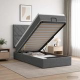 vidaXL - Ottomaanse Bed met Matras en LED Donkergrijs 90 x 200 cm Stof