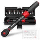 HYCHIKA Momentsleutel fiets 1/4 inch, ± 2% precisie, 5-25Nm | 13-delige ratel met 72 tanden, met verlengstang, binnenzeskant, bits en opbergdoos.