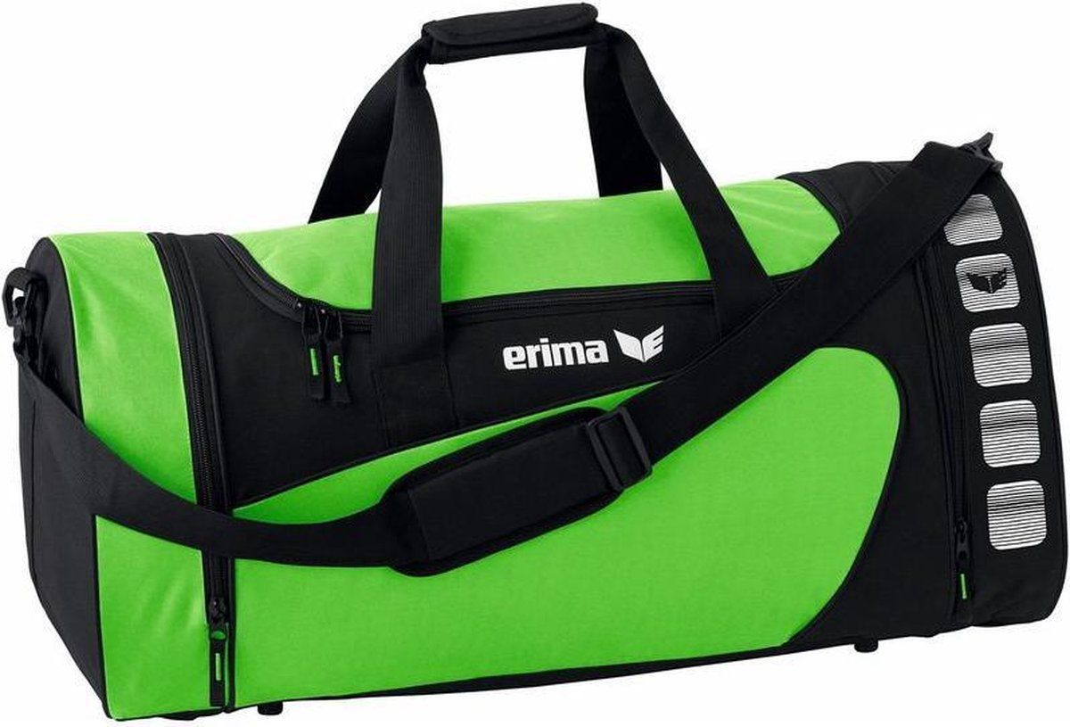 Erima Tas Club 5 Line Sporttas - Zwart/Groen - Polyester