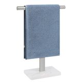 BathAce Handdoekhouder, T-vormige handdoekstandaard voor badkamer, handdoekenrek staand, voor vanity, keuken aanrecht, 304 roestvrij staal (marmeren basis, geborsteld)