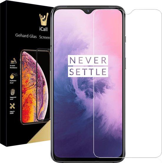 iCall OnePlus 7 Screenprotector - Tempered Glass Gehard Glas - Case Friendly -