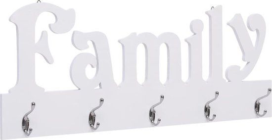 vidaXL Wandkapstok FAMILY 74x29,5 cm Wit MDF