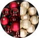 Merkloos / Sans marque Kaemingk B.V. 24x stuks kunststof kerstballen mix van donkerrood en champagne 6 cm