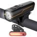 EBUYFIRE Led-fietsverlichting met lichtsensoren en digitaal display, oplaadbare led-verlichtingsset voor fiets, super helder, voor en achter, fietsachterlicht, hoofdlamp
