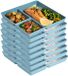 Plasticforte Vakjesborden - 8x stuks - blauw - gourmetbord - 3-vaks - kunststof - 24 x 24 cm