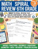 Math Spiral Review 6th Grade: Daily 5 Practice for Mastery, Confidence & Retention | 6th Grade Math Workbook with Spiral Review, Mixed Practice, Word Problems & Weekly Assessments
