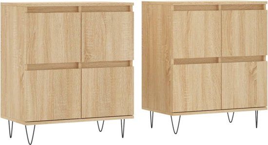 vidaXL Dressoir Sonoma Oak Metaal Hout 1200 mm x 350 mm x 700 mm